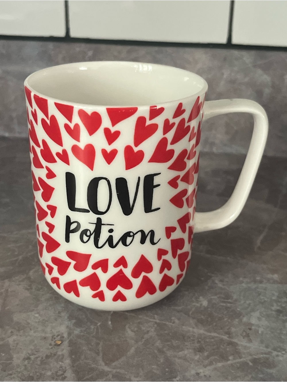 Love Potion Heart Ceramic Coffee Mug Cup White & Red